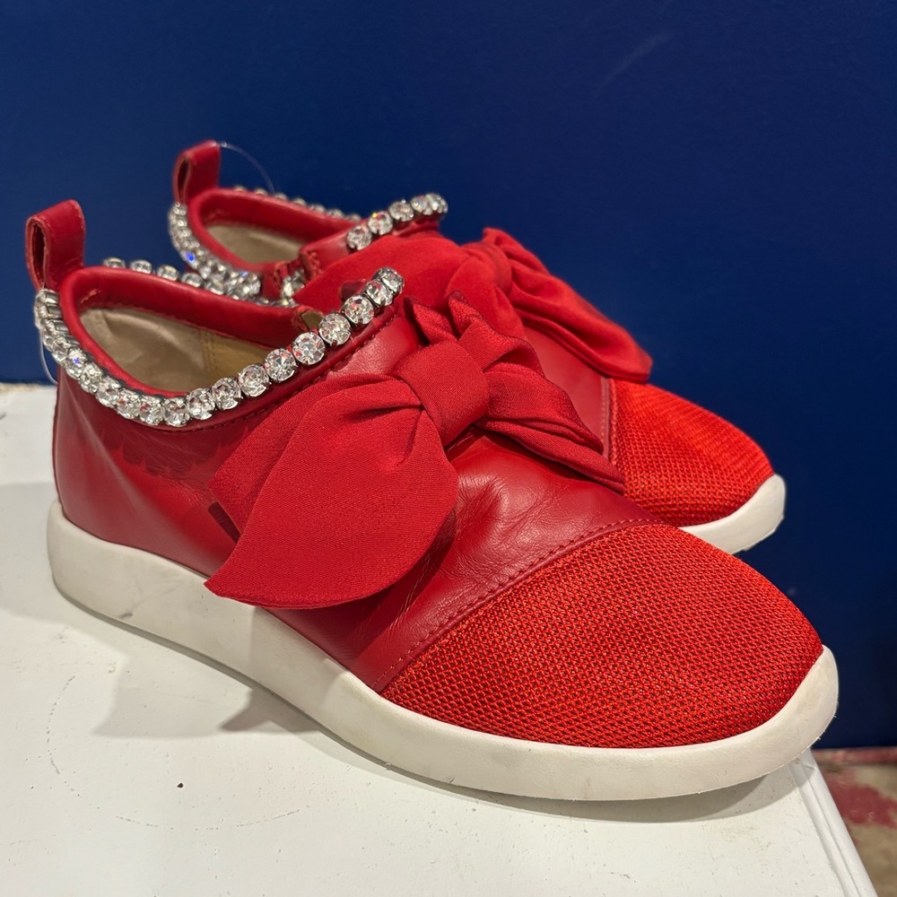 Giuseppe Zanotti red bow sneakers with Swarovski crystals 36.5 $785